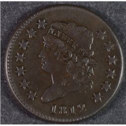 1812 CLASSIC HEAD LARGE CENT, XF  NICE TYPE COIN