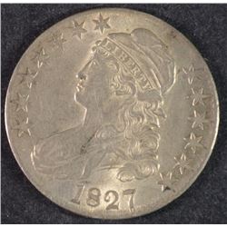 1827 BUST HALF DOLLAR, AU+/BU  TONS OF LUSTRE