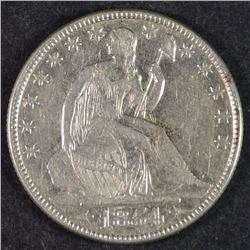 1854-O WITH ARROWS SEATED LIBERTY HALF DOLLAR, AU+