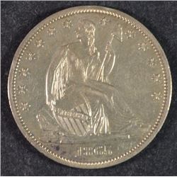 1865 SEATED LIBERTY HALF DOLLAR, AU/BU  TOUGH CIVIL WAR DATE