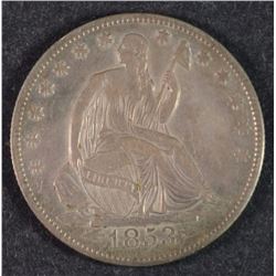 1853 ARROWS & RAYS SEATED HALF DOLLAR  AU+