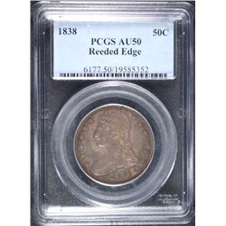 1838 REEDED EDGE BUST HALF PCGS AU-50