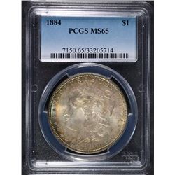 1884 MORGAN DOLLAR PCGS MS-65 NICE COLOR