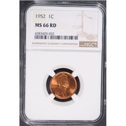 1952 LINCOLN CENT, NGC MS-66 RED