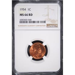 1954 LINCOLN CENT, NGC MS-66 RED  NGC PRICE GUIDE=$260.00