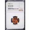 Image 1 : 1954 LINCOLN CENT, NGC MS-66 RED  NGC PRICE GUIDE=$260.00