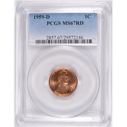 1959-D LINCOLN CENT PCGS MS-67 RED