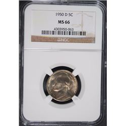 1950-D JEFFERSON NICKEL, NGC MS-66