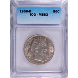 1906-D BARBER HALF DOLLAR ICG MS-63