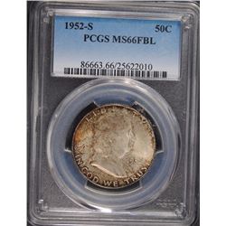 1952-S FRANKLIN HALF DOLLAR, PCGS MS-66 FBL  RARE!!
