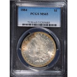 1884 MORGAN SILVER DOLLAR, PCGS MS-65 GEM
