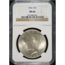 1923 PEACE SILVER DOLLAR, NGC MS-66 BLAST WHITE!