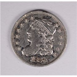 1834 HALF-DIME, AU, minor rim nicks
