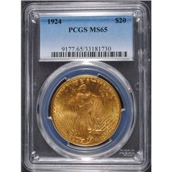 1924 $20.00 ST. GAUDENS GOLD, PCGS MS-65 GEM!