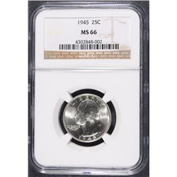 1945 WASHINGTON QUARTER NGC MS66