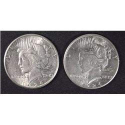 (2) 1924-S AU/BU PEACE SILVER DOLLARS BETTER DATE