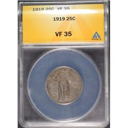 1919 STANDING LIBERTY QUARTER ANACS VF35