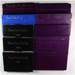 U.S.  CLAD PROOF SETS OF THE 80'S (10) COMPLETE SETS IN NICE ORIGINAL PACKAGING