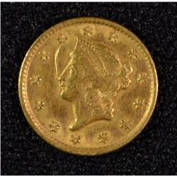 1851-C $1 GOLD AU SCRATCH ON OBV. RARE