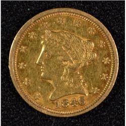1846 $2.5 GOLD AU/BU