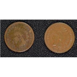 INDIAN CENTS: 1871 G (PITS), 1873 VG