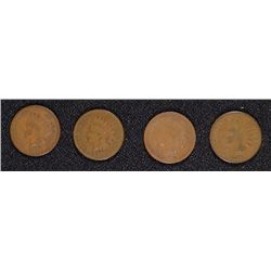 INDIAN CENTS: 1874 G-VG, 1875 G, 1876 G, 1878 G
