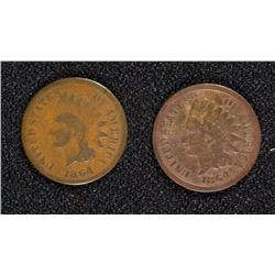 2 - INDIAN HEAD CENTS; 1864 BR GOOD & 1864-L GOOD