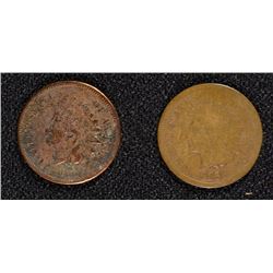 2 - INDIAN HEAD CENTS; 1865 VG CORRODED & 1866 GOOD
