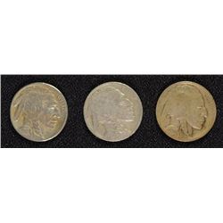 BUFFALO NICKELS: 1917 F, 1917 D F-VF, 1917-S FINE