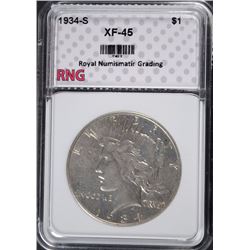 1934-S PEACE SILVER DOLLAR RNG XF