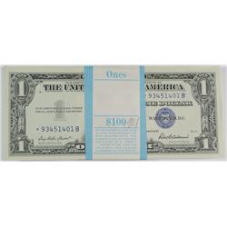 100 pcs 1957 $1.00 Star Notes Silver Certs. Gem Unc All Consecutives Serial #,