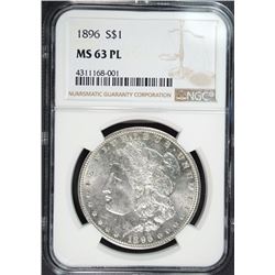 1896 MORGAN SILVER DOLLAR NGC MS 63 PL WHITE