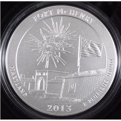 2013 America the Beautiful 5oz SILVER UNC COIN - FORT McHENRY NATL MONUMENT