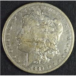 1889-CC MORGAN SILVER DOLLAR VF, KEY DATE