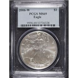 2006-W AMERICAN SILVER EAGLE, PCGS MS-69