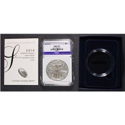 2014-W BURNISHED AMERICAN SILVER EAGLE ICGA PERFECT GEM BU, WITH ORIG BOX/COA