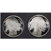 Image 1 : ( 2 ) ONE OUNCE .999 SILVER  INDIAN/BUFFALO ROUNDS