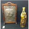 Image 8 : Antique Fireplace Screen and a Statue