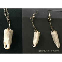 Vintage Handcarved Necklace and Earring Set