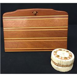 Quill Chippewa Basket and Wood Purse