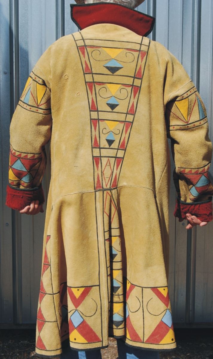 wool lined leather decorated mountain man coat, XL