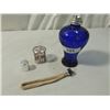 Image 3 : ART GLASS MURANO STYLE OIL LAMP COBALT BLUE