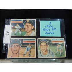 3 CARD LOT 1956 TOPPS BASEBALL