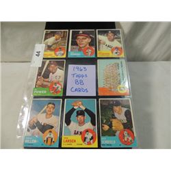 LOT 8 1963 TOPPS BASEBALL SPORTS CARDS AS SHOWN