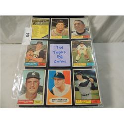 8 BASEBALL CARDS 1961 TOPPS AS SHOWN