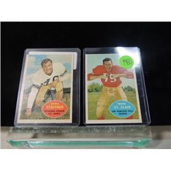 2 TOPPS FOOTBALL CARDS VINTAGE 1960 CARDS