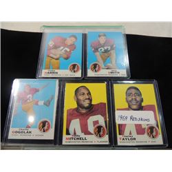 LOT 5 1969 REDSKINS FOOTBALL CARDS VINTAGE TOPPS