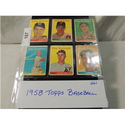 LOT 6 1958 TOPPS BASEBALL SPORTS CARDS