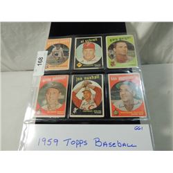 LOT 6 1959 TOPPS BASEBALL SPORTS CARDS