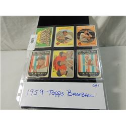 LOT 6 1959 TOPPS BASEBALL SPORTS CARDS